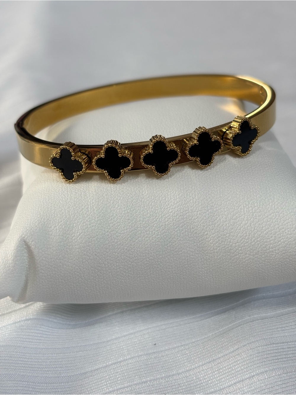 Gold & Black Clover Bangle